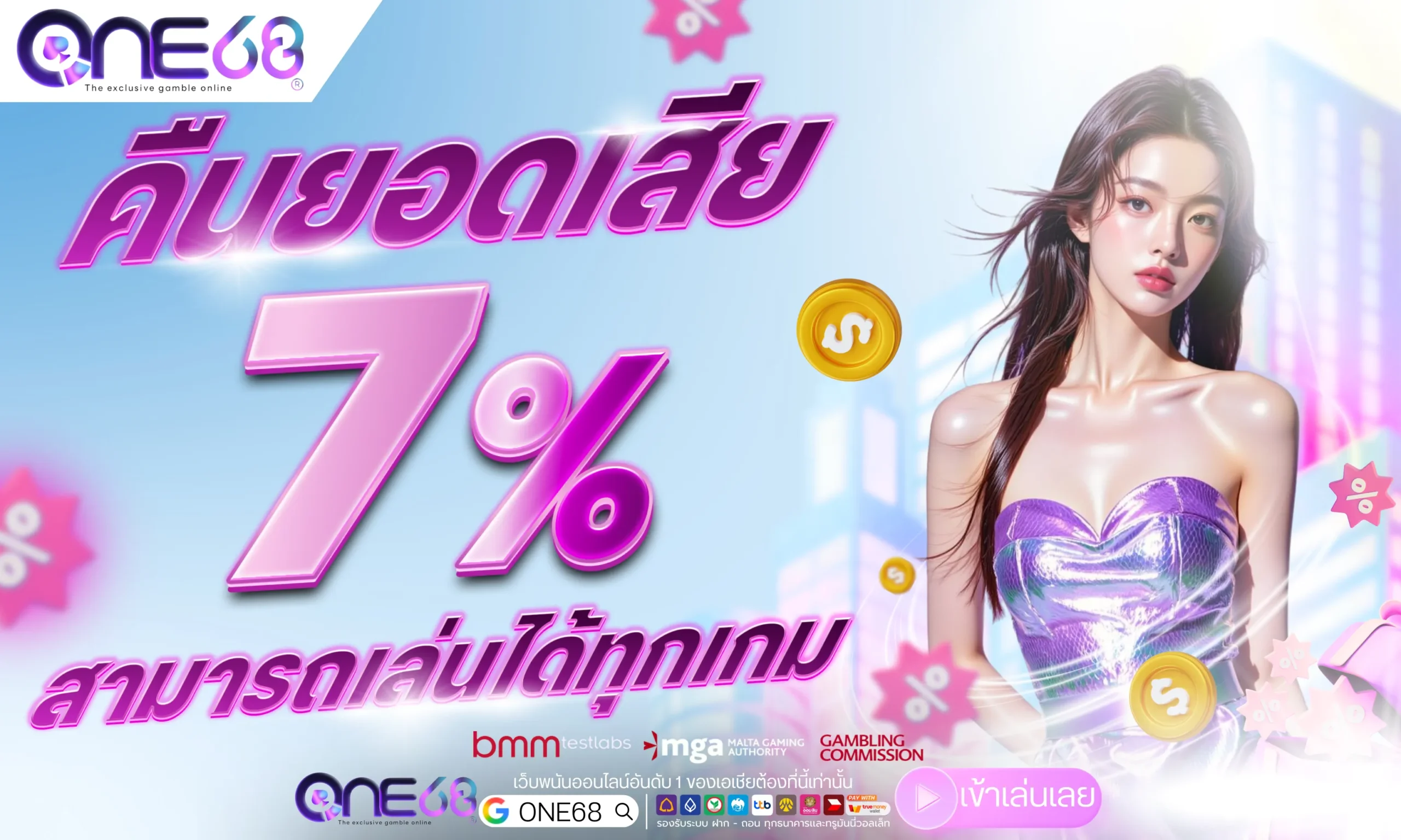 one69-1-คืนยอดเสียทุกวัน 7% เล่นได้ทุกเกม